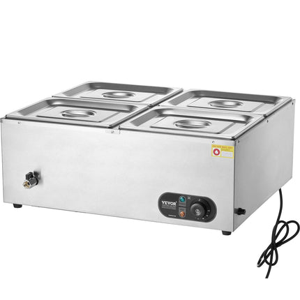 VEVOR Commercial Electric Food Warmer Countertop Buffet 4*12 Qt Pan Bain Marie.