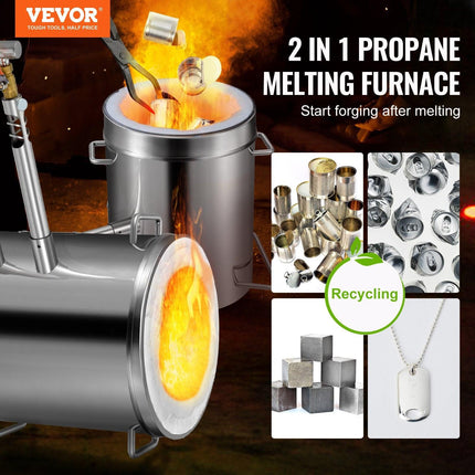 12KG Propane Smelting Furnace Kit Melting Furnace Double Burners 2700℉.