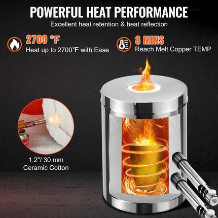 12KG Propane Smelting Furnace Kit Melting Furnace Double Burners 2700℉.