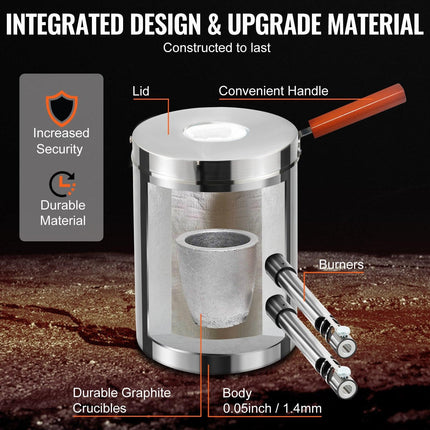 12KG Propane Smelting Furnace Kit Melting Furnace Double Burners 2700℉.