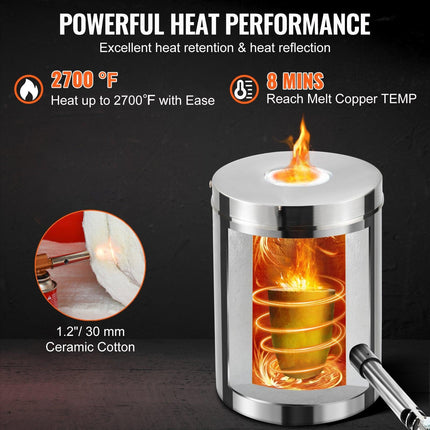 6KG Propane Melting Furnace Kit Melting Furnace Stainless Steel 2700℉.