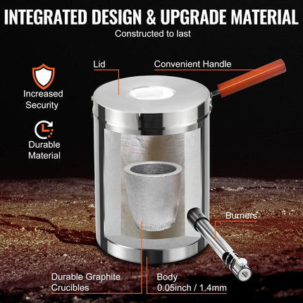 6KG Propane Melting Furnace Kit Melting Furnace Stainless Steel 2700℉.