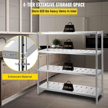 Garage Shelf Heavy Duty Shelving 4-Tier 150x45x155cm Stainless Steel.