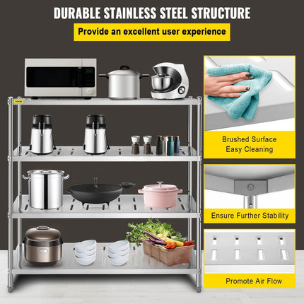 Garage Shelf Heavy Duty Shelving 4-Tier 150x45x155cm Stainless Steel.