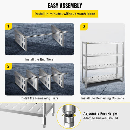 Garage Shelf Heavy Duty Shelving 4-Tier 150x45x155cm Stainless Steel.