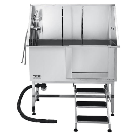 127 cm Dog Grooming Bath Tub Stainless Steel w Stairs Water Filter.