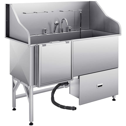 155 cm Dog Grooming Bath Tub Stainless Steel w Ramp Water Filter Left.