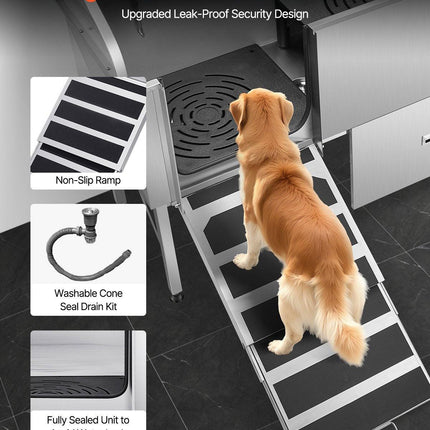 155 cm Dog Grooming Bath Tub Stainless Steel w Ramp Water Filter Left.