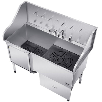 155 cm Dog Grooming Bath Tub Stainless Steel w Ramp Water Filter Left.
