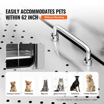 1.57M Pet Dog Bathing Station w/Ramp, Professional Stainless Steel Dog Grooming Tub w/ Soap Box, Faucet,Rich Accessory,Bathtub for Large,Medium,Small Pets, Washing Sink for Home(Left).