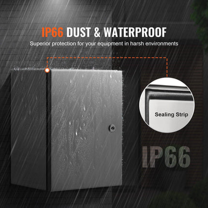 Steel Electrical Box, 40x30x15 cm, 304 Stainless Steel Electrical Enclosure Box, Wall-Mounted Outdoor Electrical Electronic Equipment Enclosure with Mounting Plate Hinges Lock, IP66 Waterproof.