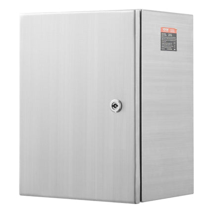 Steel Electrical Box, 40x30x15 cm, 304 Stainless Steel Electrical Enclosure Box, Wall-Mounted Outdoor Electrical Electronic Equipment Enclosure with Mounting Plate Hinges Lock, IP66 Waterproof.