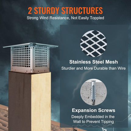 Chimney Cap 17” x 17” 304Stainless Steel Fireplace Flue Caps Cover Mesh.