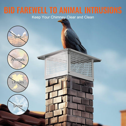 Chimney Cap 17” x 17” 304Stainless Steel Fireplace Flue Caps Cover Mesh.