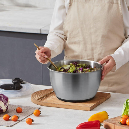 Stainless Steel Salad Spinner, 4.5L, One-handed Easy Press Large Vegetable Dryer Washer, Lettuce Cleaner and Dryer with 304 Stainless Steel Bowl, for Greens, Herbs, Berries, Fruits, No BPA.