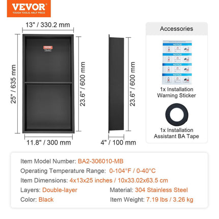 33.02 x 63.5 cm No Tile Shower Niche 304 Stainless Steel, Wall-Inserted Niche Recessed Double Shelves, Sealed Waterproof Rust-Resistant Modern Niche for Shower or Soap Storage Bathroom.