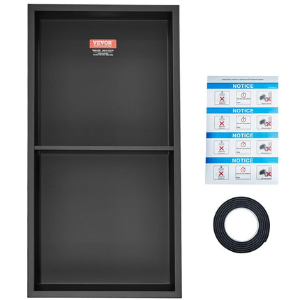 33.02 x 63.5 cm No Tile Shower Niche 304 Stainless Steel, Wall-Inserted Niche Recessed Double Shelves, Sealed Waterproof Rust-Resistant Modern Niche for Shower or Soap Storage Bathroom.