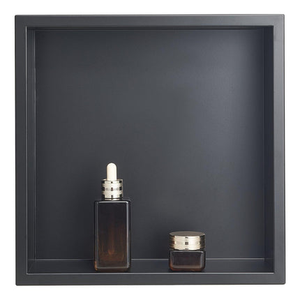 Shower Niche, 33.0 x 33.0 x 10.2 cm Recessed Wall Niche, Heavy-duty Stainless Steel Modern Soap & Shampoo Storage Organizer, Sealed Waterproof, Durable & Easy to Install, Black for Bathroom.