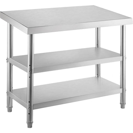 Stainless Steel Prep Table, 1520x450x855 mm Commercial Stainless Steel Table, 2 Adjustable Undershelf BBQ Prep Table, Heavy Duty Kitchen Work Table, for Garage, Home, Warehouse, Kitchen Silver.
