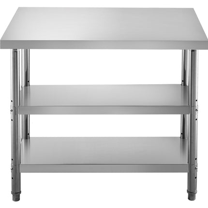 Stainless Steel Prep Table, 1520x450x855 mm Commercial Stainless Steel Table, 2 Adjustable Undershelf BBQ Prep Table, Heavy Duty Kitchen Work Table, for Garage, Home, Warehouse, Kitchen Silver.