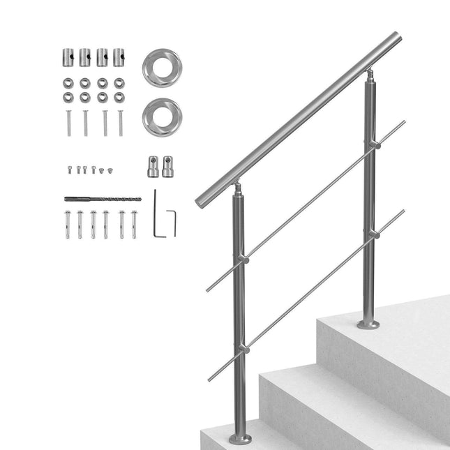 39.4in Handrails for Outdoor Steps 2 Crossbars Staircase for Porch Deck.