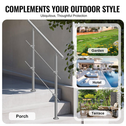 39.4in Handrails for Outdoor Steps 2 Crossbars Staircase for Porch Deck.