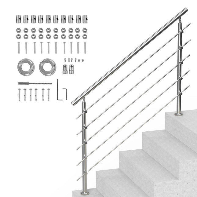 59in Handrails for Outdoor Steps 5 Crossbars Staircase for Porch Deck.