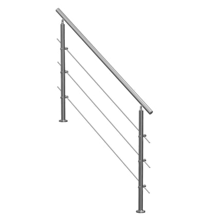 Handrails for Outdoor Steps, 59 in Length 3 Crossbars Stair Hand Rail Kit, Transitional Stainless Steel Railings w/ Installation Kit, Double-column Staircase Handrails for Seniors,Porch & Deck.