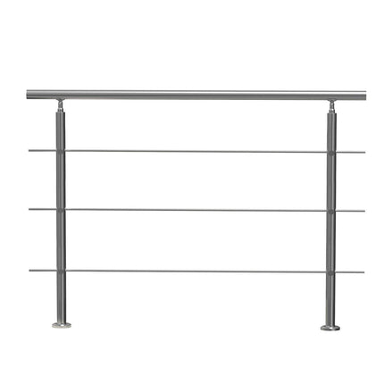 Handrails for Outdoor Steps, 59 in Length 3 Crossbars Stair Hand Rail Kit, Transitional Stainless Steel Railings w/ Installation Kit, Double-column Staircase Handrails for Seniors,Porch & Deck.