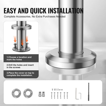 Handrails for Outdoor Steps, 59 in/ 150cm Length Stair Hand Rail Kit, Transitional Stainless Steel Railings with Installation Kit, Double-column Staircase Handrails for Seniors,Porch & Deck.