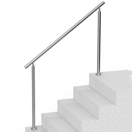 Handrails for Outdoor Steps, 59 in/ 150cm Length Stair Hand Rail Kit, Transitional Stainless Steel Railings with Installation Kit, Double-column Staircase Handrails for Seniors,Porch & Deck.