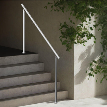 Handrails for Outdoor Steps, 70.9 in/ 180cm Length Stair Hand Rail Kit, Transitional Stainless Steel Railings with Installation Kit, Double-column Staircase Handrails for Seniors,Porch & Deck.