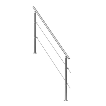 Handrails for Outdoor Steps, 70.9in Length 2 Crossbars Stair Hand Rail Kit, Transitional Stainless Steel Railings w/ Installation Kit, Double-column Staircase Handrails for Seniors,Porch & Deck.