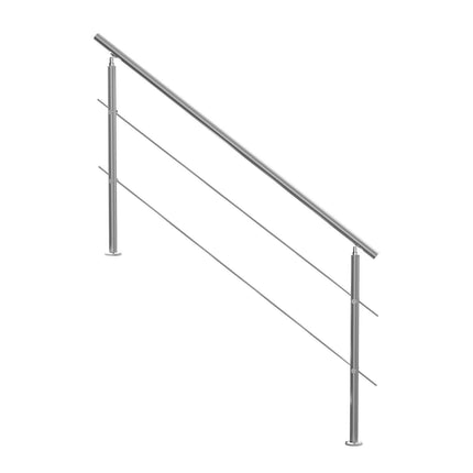 Handrails for Outdoor Steps, 70.9in Length 2 Crossbars Stair Hand Rail Kit, Transitional Stainless Steel Railings w/ Installation Kit, Double-column Staircase Handrails for Seniors,Porch & Deck.