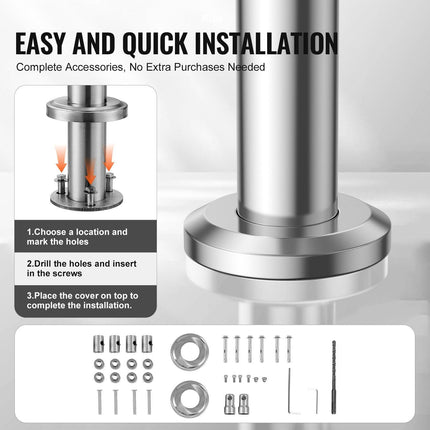Handrails for Outdoor Steps, 31.5in Length 2 Crossbars Stair Hand Rail Kit, Transitional Stainless Steel Railings w/ Installation Kit, Double-column Staircase Handrails for Seniors,Porch & Deck.