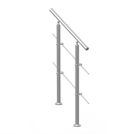 Handrails for Outdoor Steps, 31.5in Length 2 Crossbars Stair Hand Rail Kit, Transitional Stainless Steel Railings w/ Installation Kit, Double-column Staircase Handrails for Seniors,Porch & Deck.