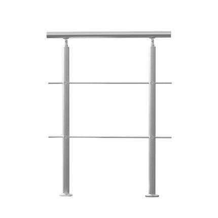 Handrails for Outdoor Steps, 31.5in Length 2 Crossbars Stair Hand Rail Kit, Transitional Stainless Steel Railings w/ Installation Kit, Double-column Staircase Handrails for Seniors,Porch & Deck.
