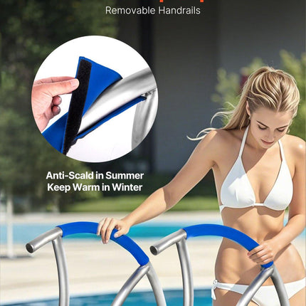 Pool Handrail, 30" x 30" Swimming Pool Stair Rail, 2 PCs Stainless Steel Stair Pool Hand Rail Rated 375lbs Load Capacity, Pool Rail with Quick Mount Base Plate, and Complete Mounting Accessories.