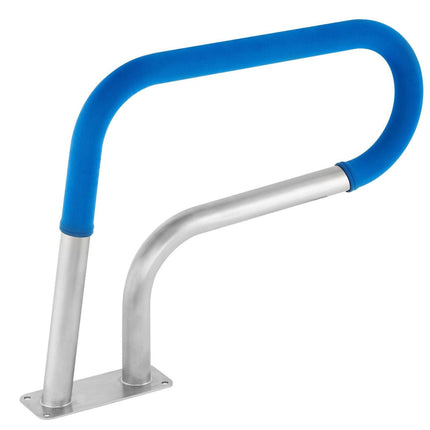 Pool Rail 30x22 Pool Railing 304 Stainless Steel 250LBS Load Capacity Silver Rustproof Pool Handrail Humanized Swimming Pool Handrail with Blue Grip Cover & M8 Drill Bit & Self-Taping Screws.