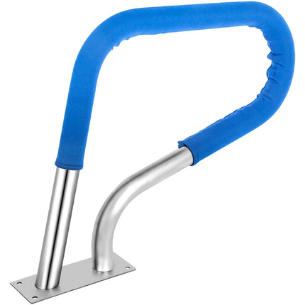 Pool Rail 32x23 Pool Railing 304 Stainless Steel 250LBS Load Capacity Silver Rustproof Pool Handrail Humanized Swimming Pool Handrail with Blue Grip Cover & M8 Drill Bit & Self-Taping Screws.