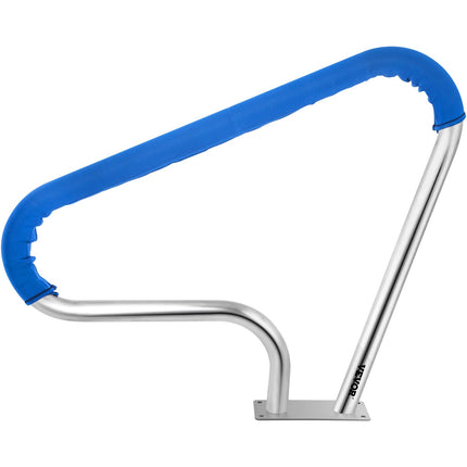 Pool Rail 39x32 Pool Railing 304 Stainless Steel 250LBS Load Capacity Silver Rustproof Pool Handrail Humanized Swimming Pool Handrail with Blue Grip Cover & M8 Drill Bit & Self-Taping Screws.