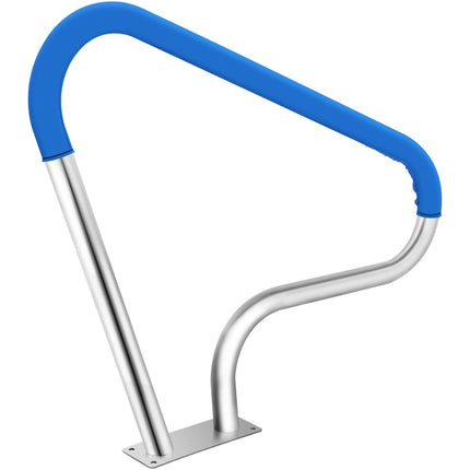 Pool Rail 39x32 Pool Railing 304 Stainless Steel 250LBS Load Capacity Silver Rustproof Pool Handrail Humanized Swimming Pool Handrail with Blue Grip Cover & M8 Drill Bit & Self-Taping Screws.