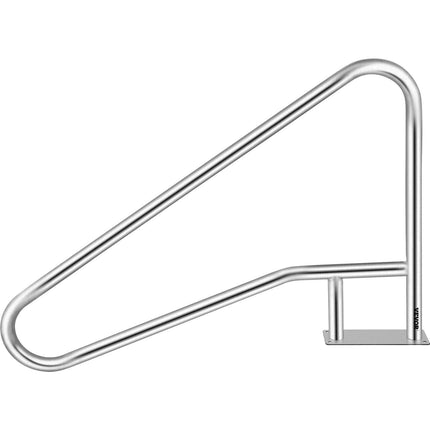 Pool Rail 55x32 Pool Railing 304 Stainless Steel 250LBS Load Capacity Silver Rustproof Pool Handrail Humanized Swimming Pool Handrail with Blue Grip Cover & M8 Drill Bit & Self-Taping Screws.