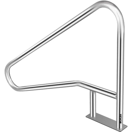 Pool Rail 55x32 Pool Railing 304 Stainless Steel 250LBS Load Capacity Silver Rustproof Pool Handrail Humanized Swimming Pool Handrail with Blue Grip Cover & M8 Drill Bit & Self-Taping Screws.