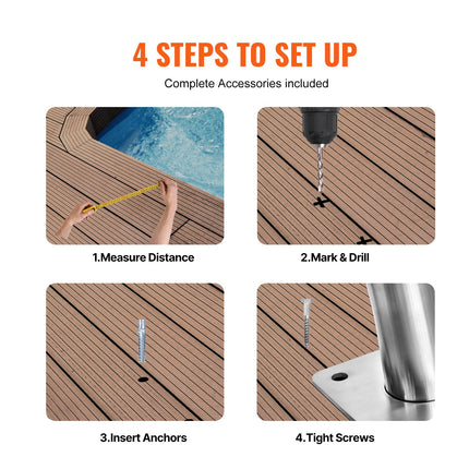 Pool Handrail 2 PCS 30x30in Stainless Steel with Base Plate for Spas.