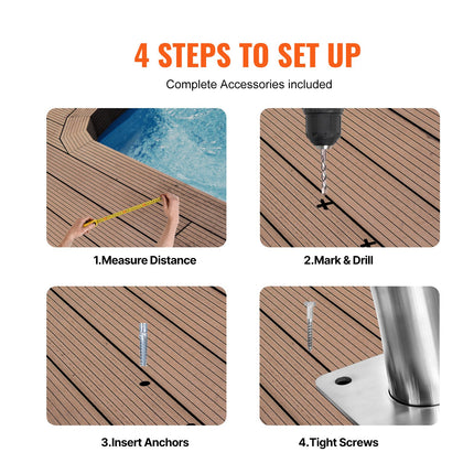 Pool Handrail 55 x 32 inch Stainless Steel with Base Plate for Spas.
