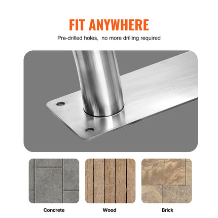Pool Handrail 55 x 32 inch Stainless Steel with Base Plate for Spas.