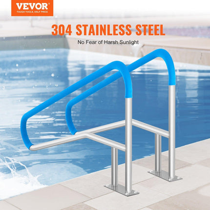 Pool Handrail 2 PCS 55 x 32 inch Stainless Steel with Base Plate for Spas.