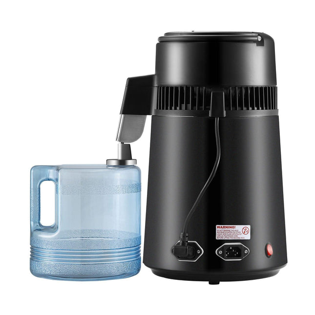 Water Distiller, 4L 1.05 Gallon Pure Water Purifier Filter For Home Countertop, 750W Distilled Water Maker, Stainless Steel Interior Distiller Water Making Machine to Make Clean Water, Black.