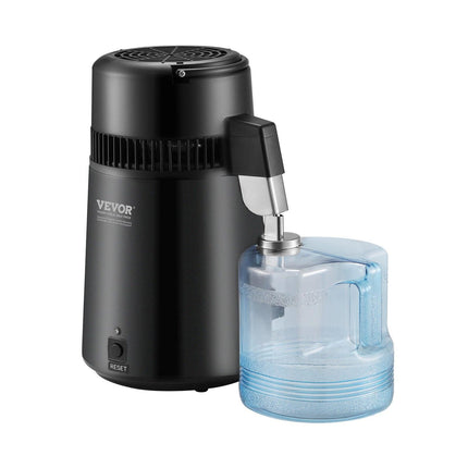 Water Distiller, 4L 1.05 Gallon Pure Water Purifier Filter For Home Countertop, 750W Distilled Water Maker, Stainless Steel Interior Distiller Water Making Machine to Make Clean Water, Black.
